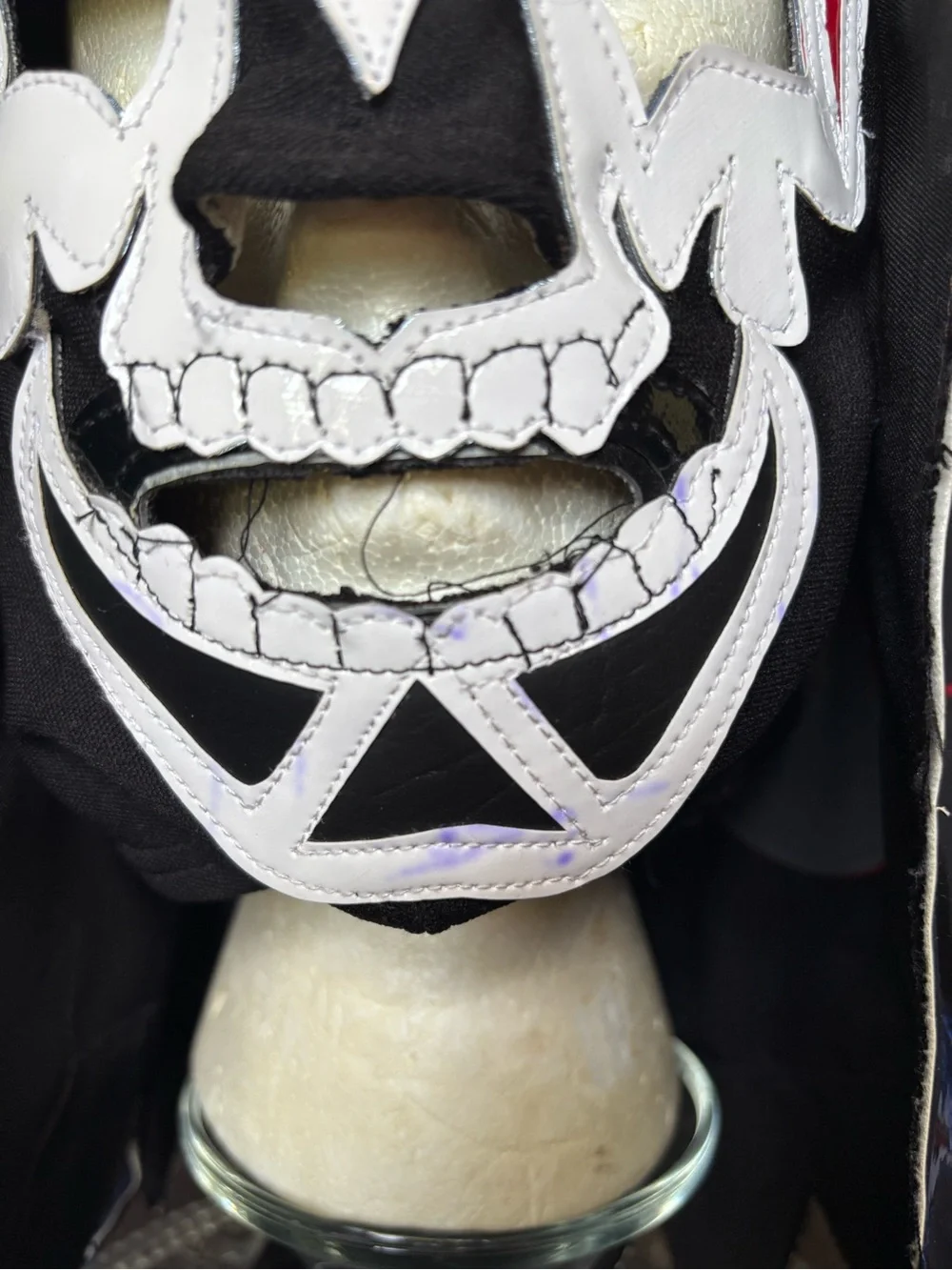 Skull Lucha Libre Wrestlingt Mask in White, Red & Black